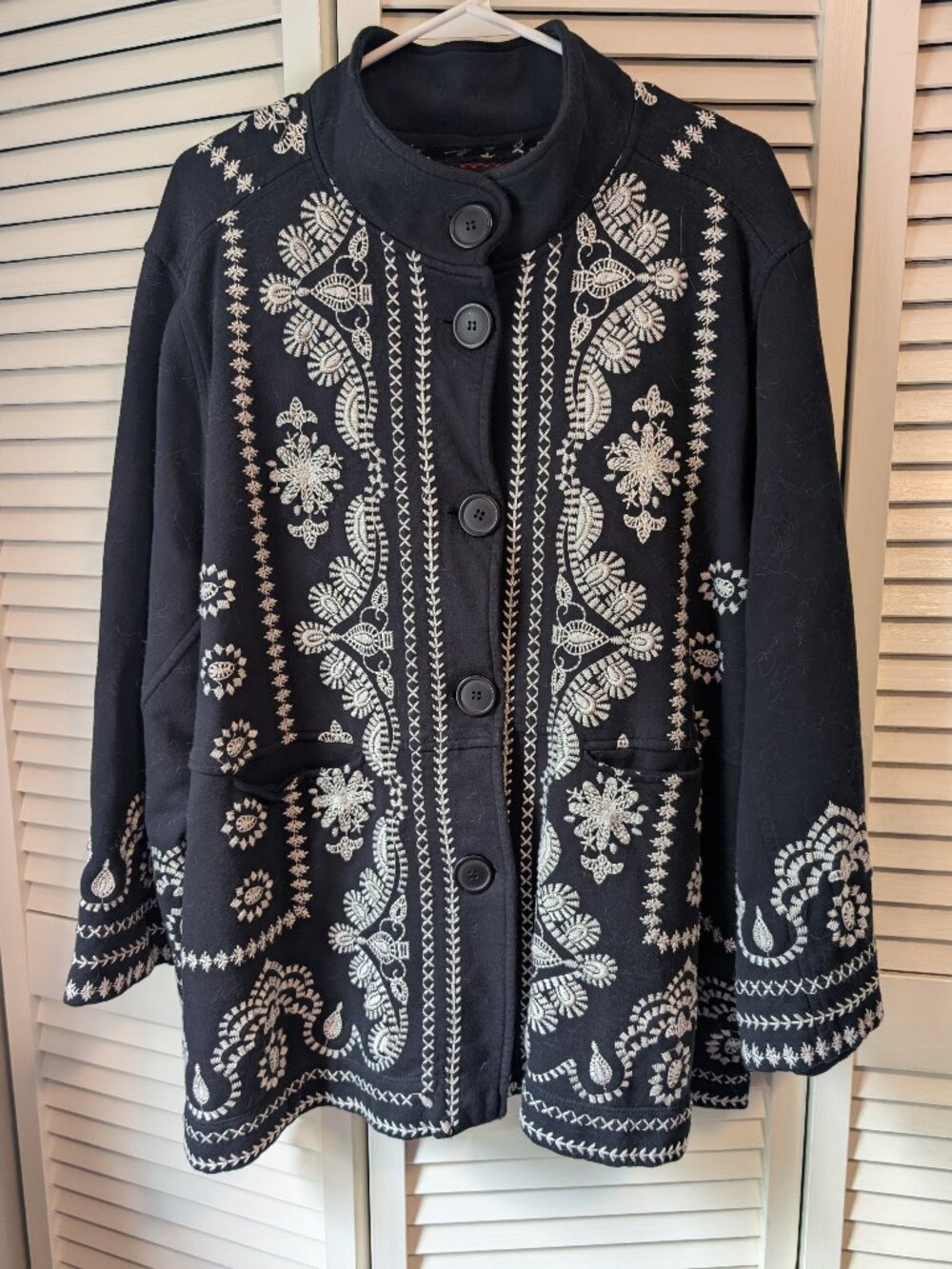 Johnny Was Black & White Embroidered Jacket - Size 2X